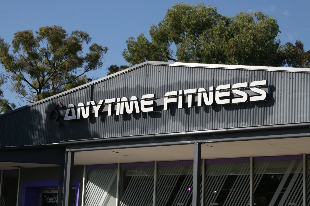 Anytime Fitness gym exterior with logo on building