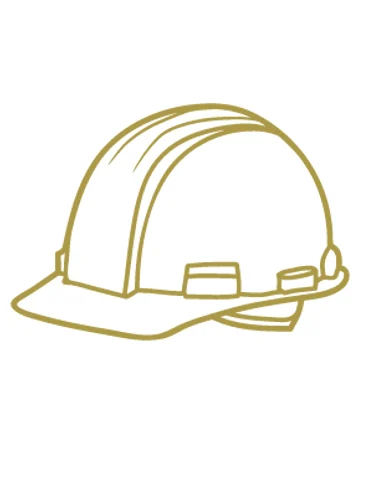 Line drawing of a safety helmet